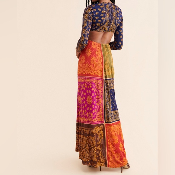 Farm Rio Bandana Dream Cut Out Maxi Dress Size XL - Picture 5 of 13